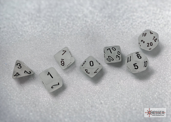 Frosted Clear/black Polyhedral 7-Dice Set - Image 1 - Dice & Accessories - Image - Pop Weasel