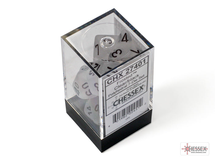 Frosted Clear/black Polyhedral 7-Dice Set - Image 3 - Dice & Accessories - Image - Pop Weasel