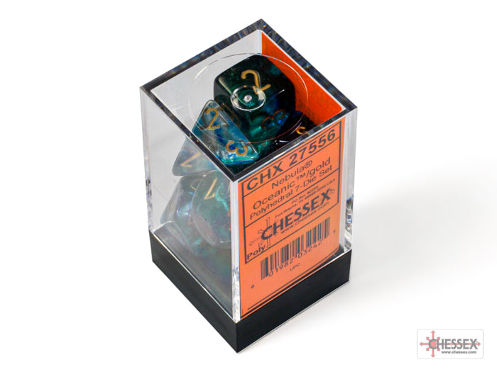 Nebula Oceanic/gold Luminary Polyhedral 7-Dice Set - Image 3 - Dice & Accessories - Image - Pop Weasel