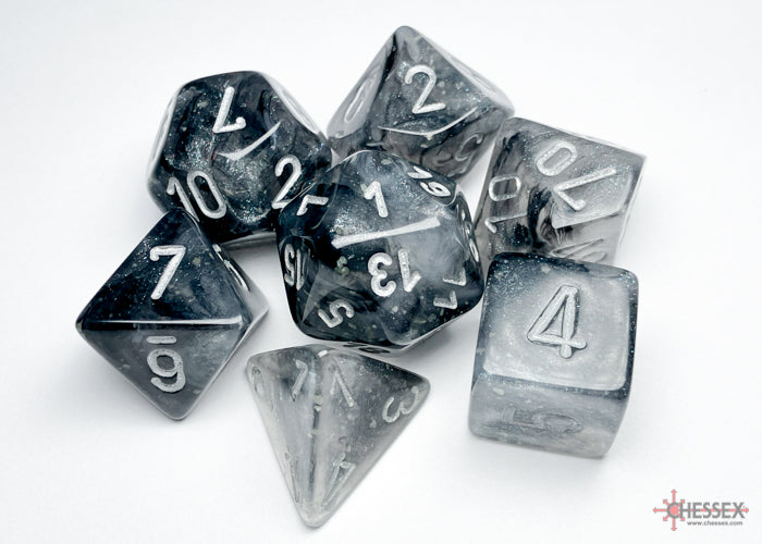 Borealis Light Smoke/silver Luminary Polyhedral 7-Dice Set - Image 2 - Dice & Accessories - Image - Pop Weasel
