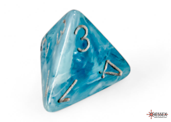 Cirrus Aqua/silver Polyhedral 7-Dice Set - Dice & Accessories - Image - Pop Weasel