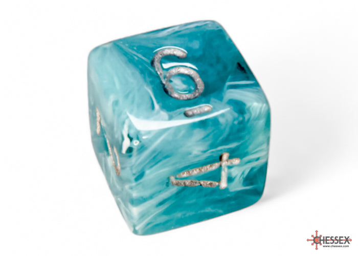 Cirrus Aqua/silver Polyhedral 7-Dice Set - Dice & Accessories - Image - Pop Weasel