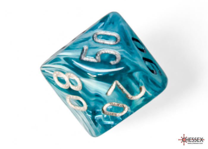 Cirrus Aqua/silver Polyhedral 7-Dice Set - Dice & Accessories - Image - Pop Weasel