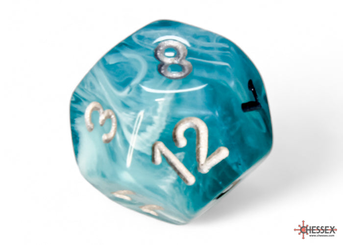 Cirrus Aqua/silver Polyhedral 7-Dice Set - Dice & Accessories - Image - Pop Weasel