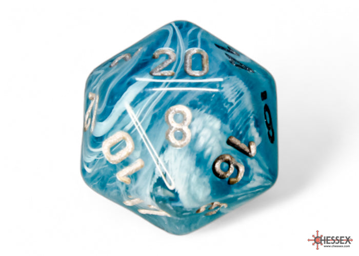 Cirrus Aqua/silver Polyhedral 7-Dice Set - Dice & Accessories - Image - Pop Weasel