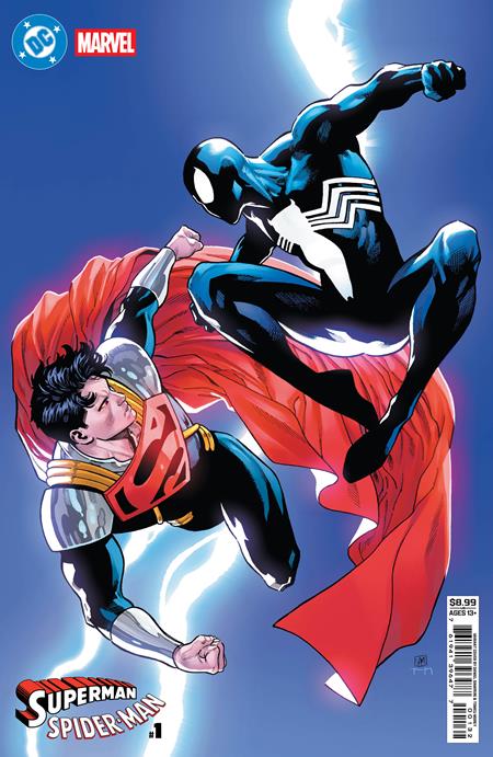 DC Marvel Superman Spider-man #1  | One Shot  R Daniel Sampere Super-boy Prime & Spider-man Black Card Stock Var