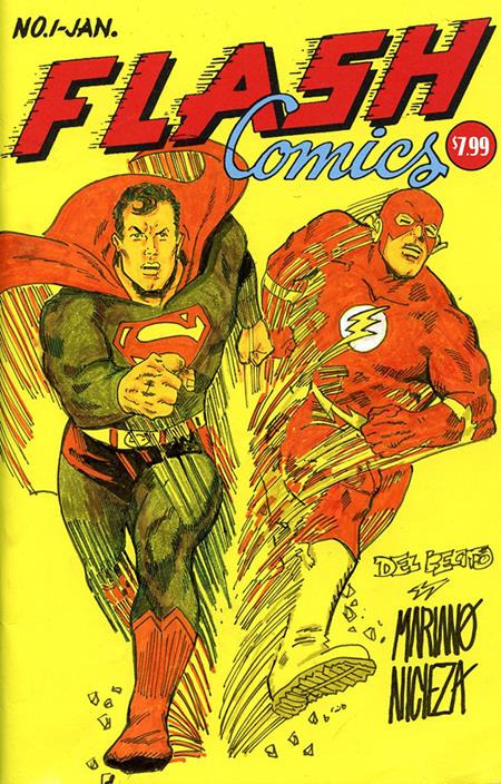 Df DC Comics Commissioned Cover Art Signed And Remarked By Mariano Nicieza And Joe Delbeato With A Superman Flash Race Homage Sketch - Comics - Image - Pop Weasel