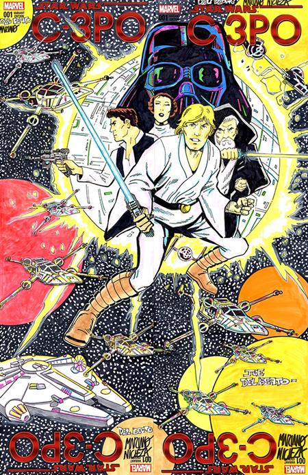 Df Marvel Comics Commissioned Cover Art Four Piece Blank Variant Connecting Set  Signed And Remarked By Mariano Nicieza And Joe Delbeato With A Classic Star Wars - Magazine - Image - Pop Weasel