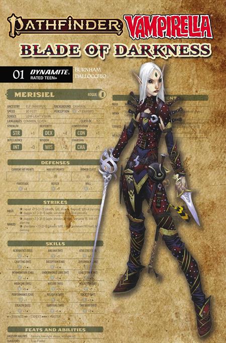 Pathfinder Vampirella Blade Of Darkness #1  C Wayne Reynolds Character Sheet Var