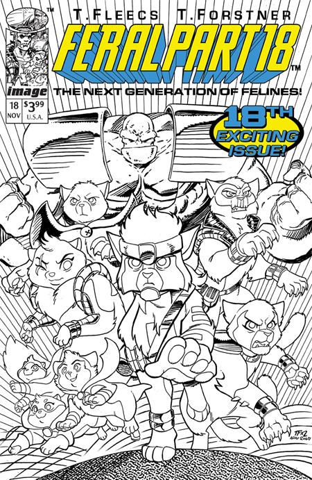 Feral #18  E Tony Fleecs & Trish Forstner Youngblood Team Up B&w Virgin Var