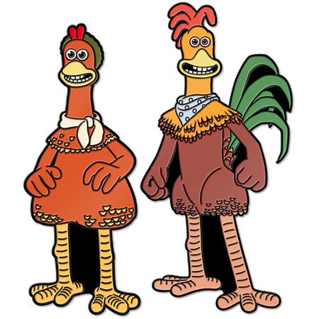 AARDMAN 50 CHICKEN RUN DOTN ROCKY AND GINGER ENAMEL PIN BADGE SET - Badges & Pins - Image - Pop Weasel