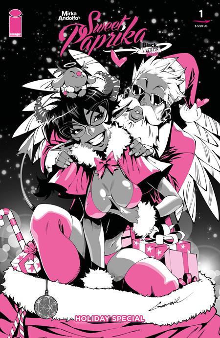 Mirka Andolfos Sweet Paprika Black White & Pink Holiday Special  | One Shot  B Godtail Var - Comics - Image - Pop Weasel
