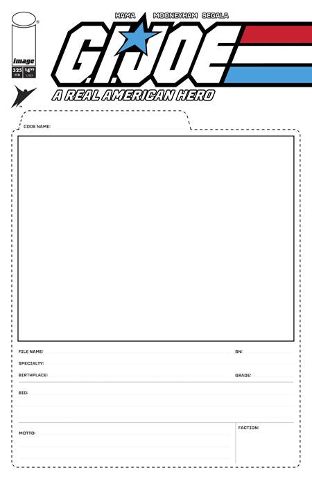 Gi Joe A Real American Hero #325  F Blank Sketch File Card Var
