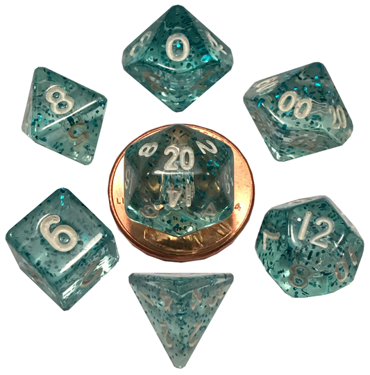 Ethereal Light Blue 10mm Mini Polyhedral Dice Set - Image 1