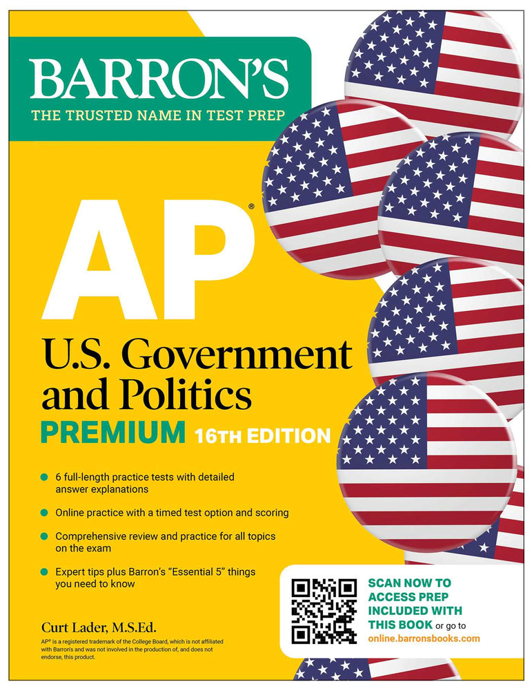 AP U.S. Government and Politics Premium, Sixteenth Edition: Prep Book with 6 Practice Tests + Comprehensive Review + Online Practice (2026) image - Books - Image - Pop Weasel
