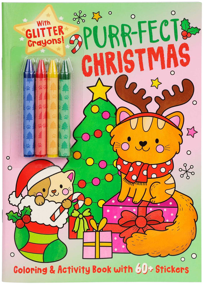 Purr-fect Christmas Coloring & Activity Book with 60+ Stickers and Glitter Crayons - Christmas Coloring Book for Creative Kids Ages 3-5 - Books - Image - Pop Weasel