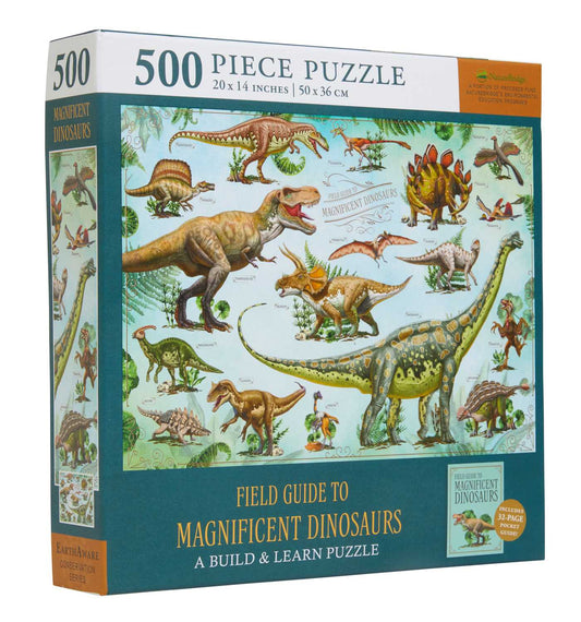 Magnificent Dinosaurs 500-Piece Puzzle and Booklet: (Jigsaw Puzzles for Kids and Adults, Dinosaur Gifts for Kids)