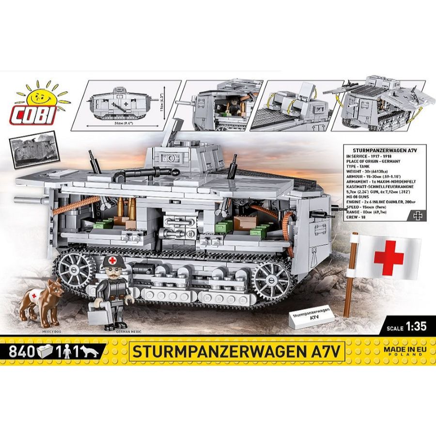 Image Pop Weasel - Image 3 of Great War - Sturmpanzerwagen A7V (840 Piece Kit) - Cobi - Model - Image - Pop Weasel