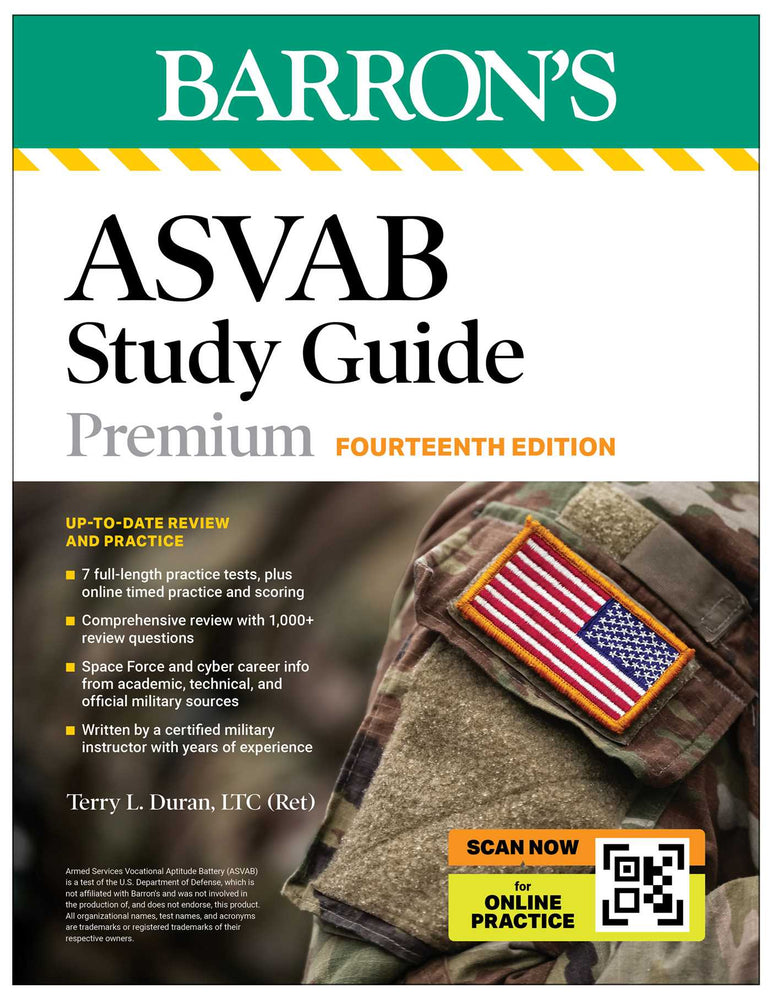Asvab Study Guide Premium, Fourteenth: 6 Practice Tests + Comprehensive Review + Online Practice (Barron's Test Prep) - Books - Image - Pop Weasel