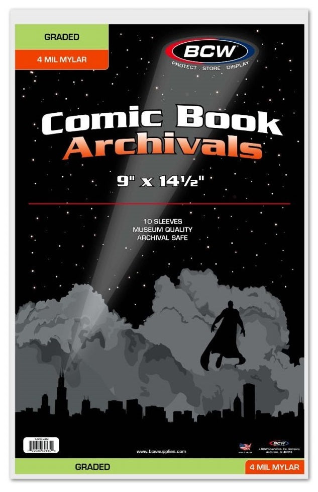 BCW Comic Mylar Sleeves Graded '4 MIL' 9 X 14 1/2 (10 Pack) - Comic Accessories - Image - Pop Weasel