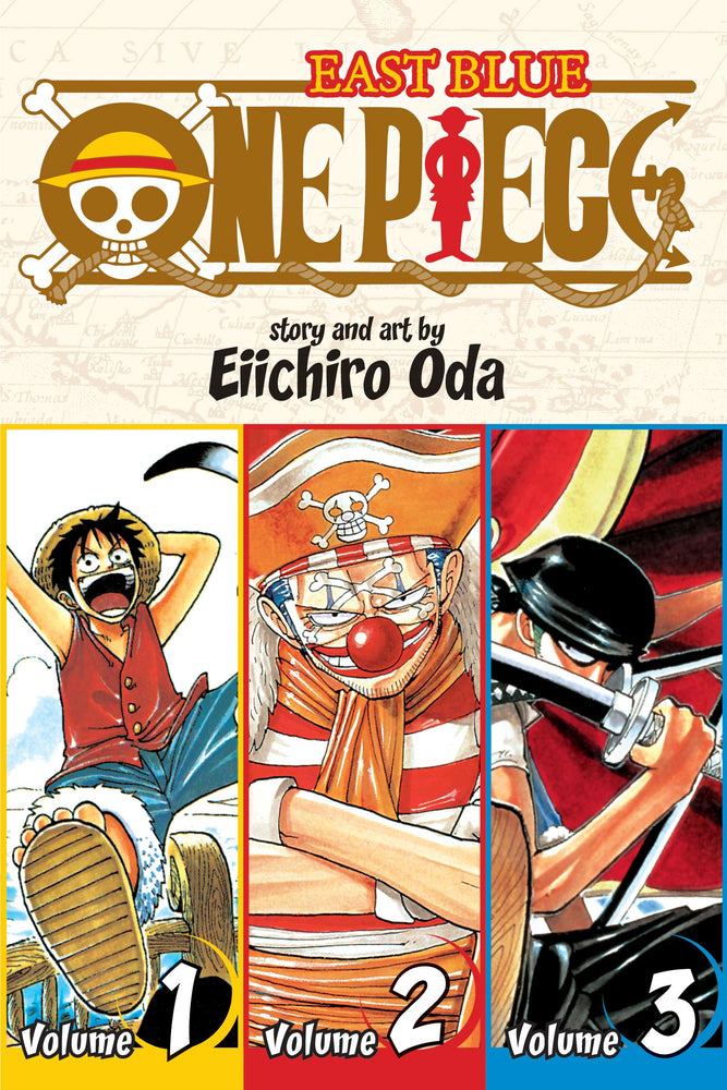 Front Cover One Piece (Omnibus Edition), Vol. 01 Includes vols. 1, 2 & 3 ISBN 9781421536255 - Manga - Image - Pop Weasel