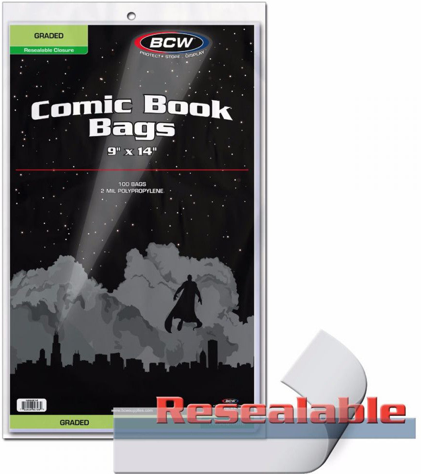 BCW Comic Book Bags Graded Resealable (9" x 14") (100 Bags Per Pack) - Supplies - Image - Pop Weasel
