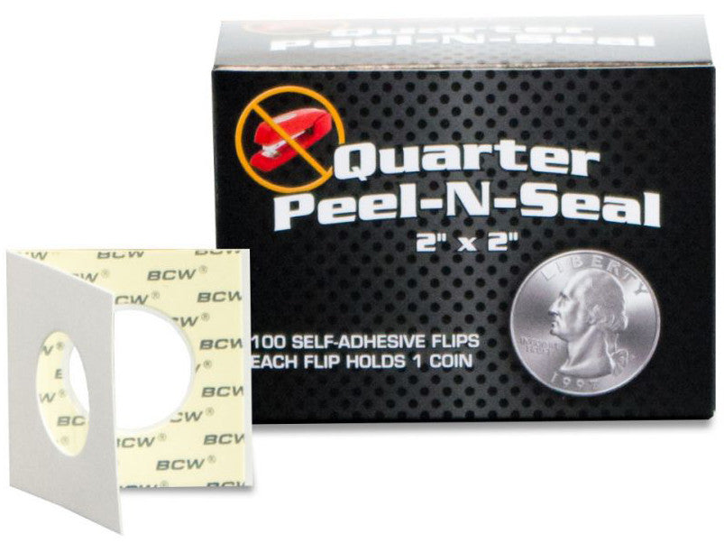 BCW Peel n Seal Paper Flips Adhesive Quarter (2" x 2") (100 Flips Per Box) - Collectable Storage - Image - Pop Weasel