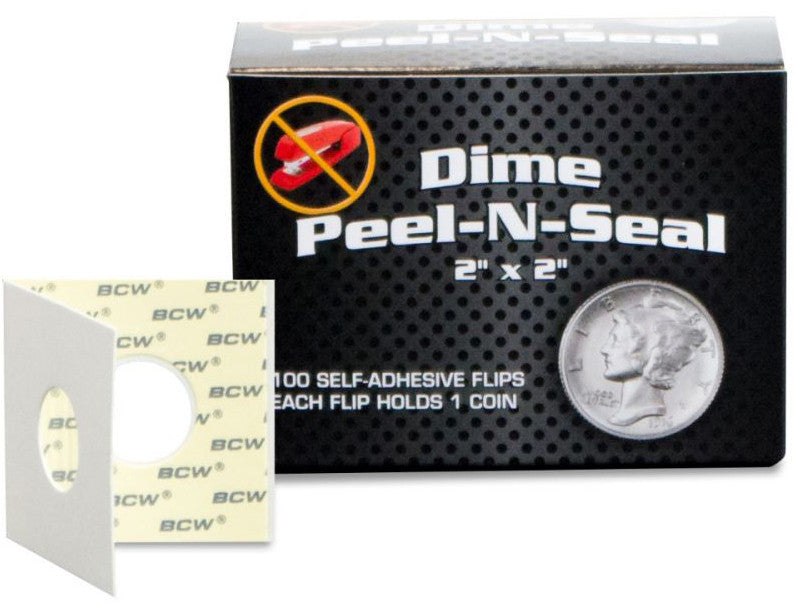BCW Peel n Seal Paper Flips Adhesive Dime (2" x 2") (100 Flips Per Box) - Collectable Storage - Image - Pop Weasel