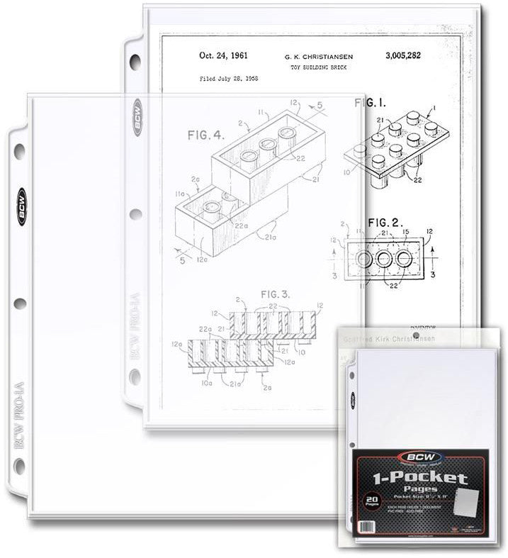 BCW 1 Pocket Protective Pages (8" 1/2 x 11") (20 Pages Per Pack) - Collectable Storage - Image - Pop Weasel