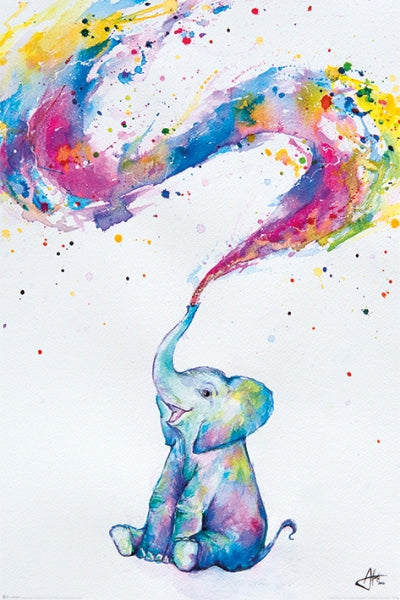 Pop Weasel Image of Marc Allante - Watercolour Elephant Poster