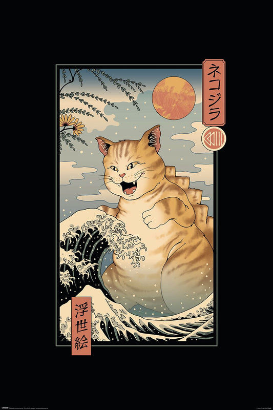Pop Weasel Image of Vincent Trinidad - Catzilla Ukiyoe Poster